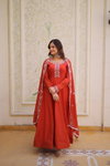 Ka 1244 Mal Chanderi  With Beads Embroidery Work Gown Wholesale In India